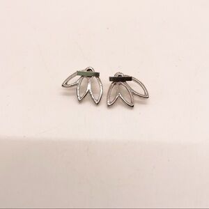 Silver Tone Floral Minimalist Earrings